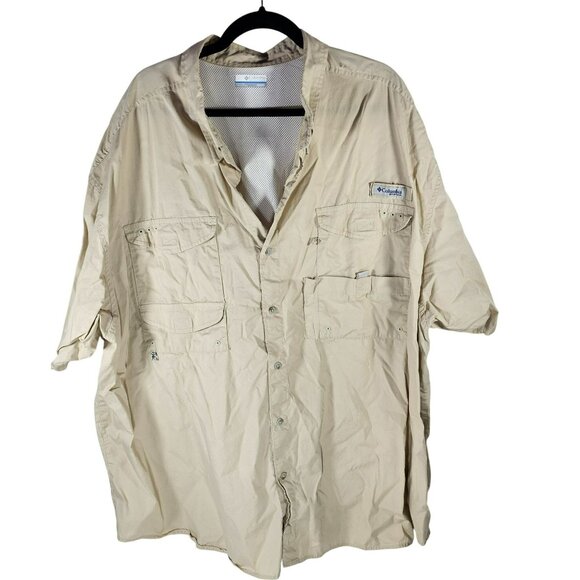 Columbia Bahama II Vented Fishing Shirt Mens Size 4X Beige Button Up - Picture 1 of 11